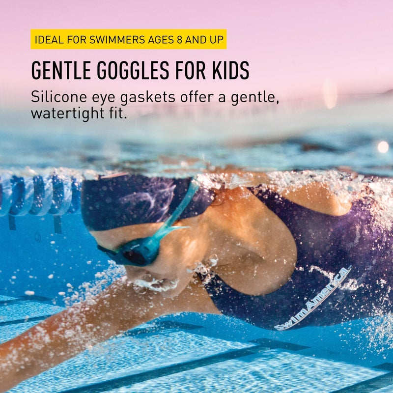 FINIS Nitro Kids Swim Goggles - Ages 5-10 - Soft One-Piece Frame - UV Protection - Adjustable Split Strap - Blue/Yellow - Image 4